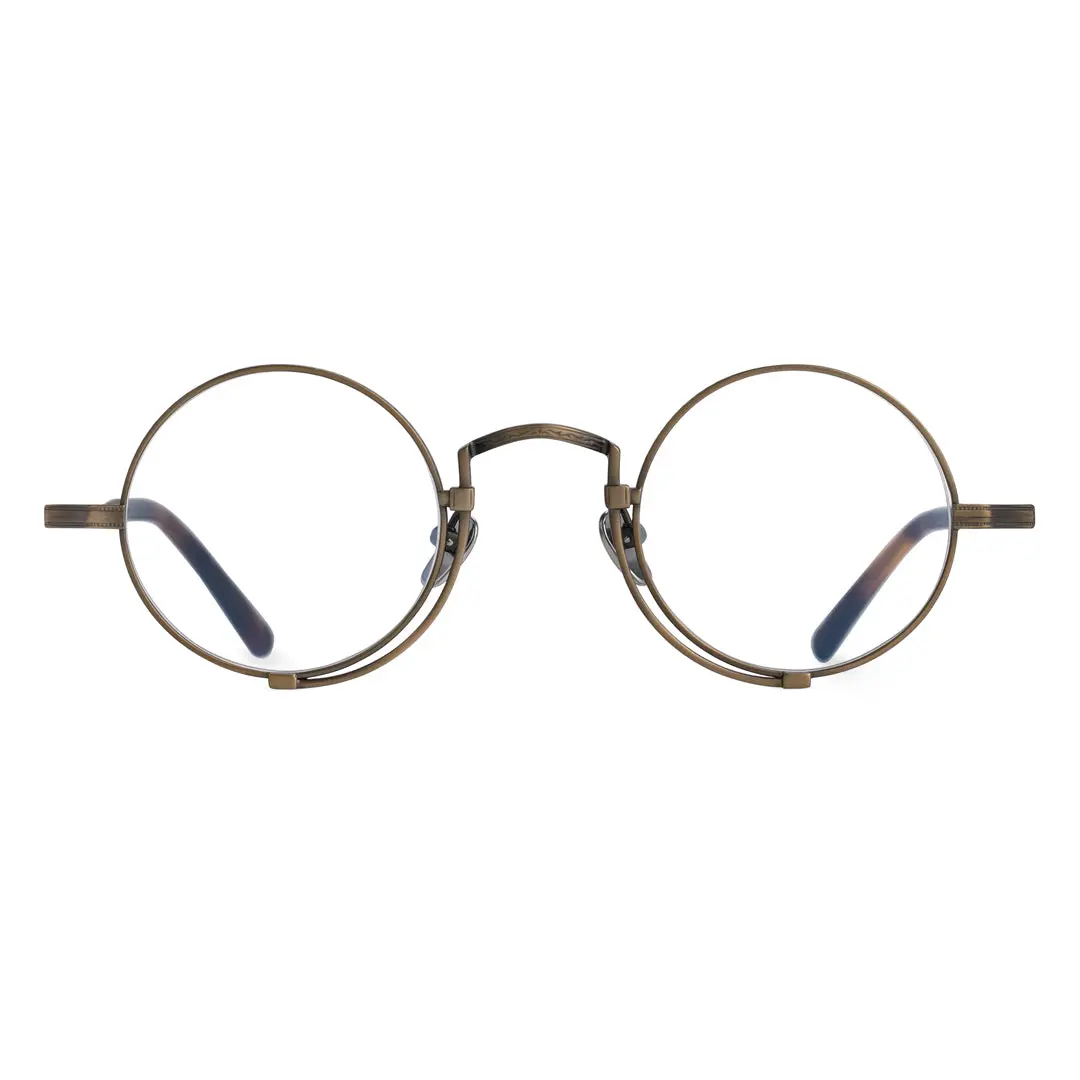 Front view of Bour steampunk round titanium eyeglasses RT0052304 in bronze