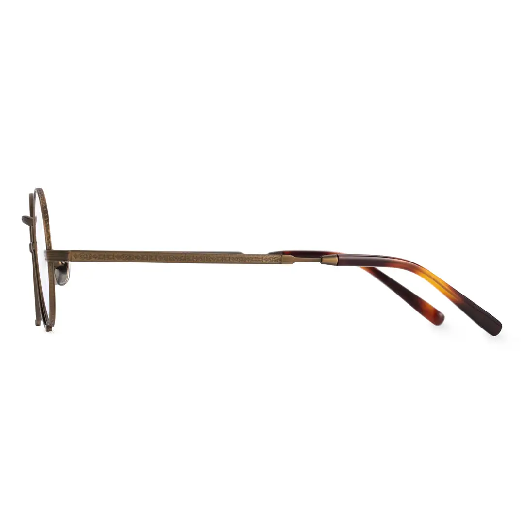 Side view of Bour steampunk round titanium eyeglasses in bronze. SPU: RT0052304