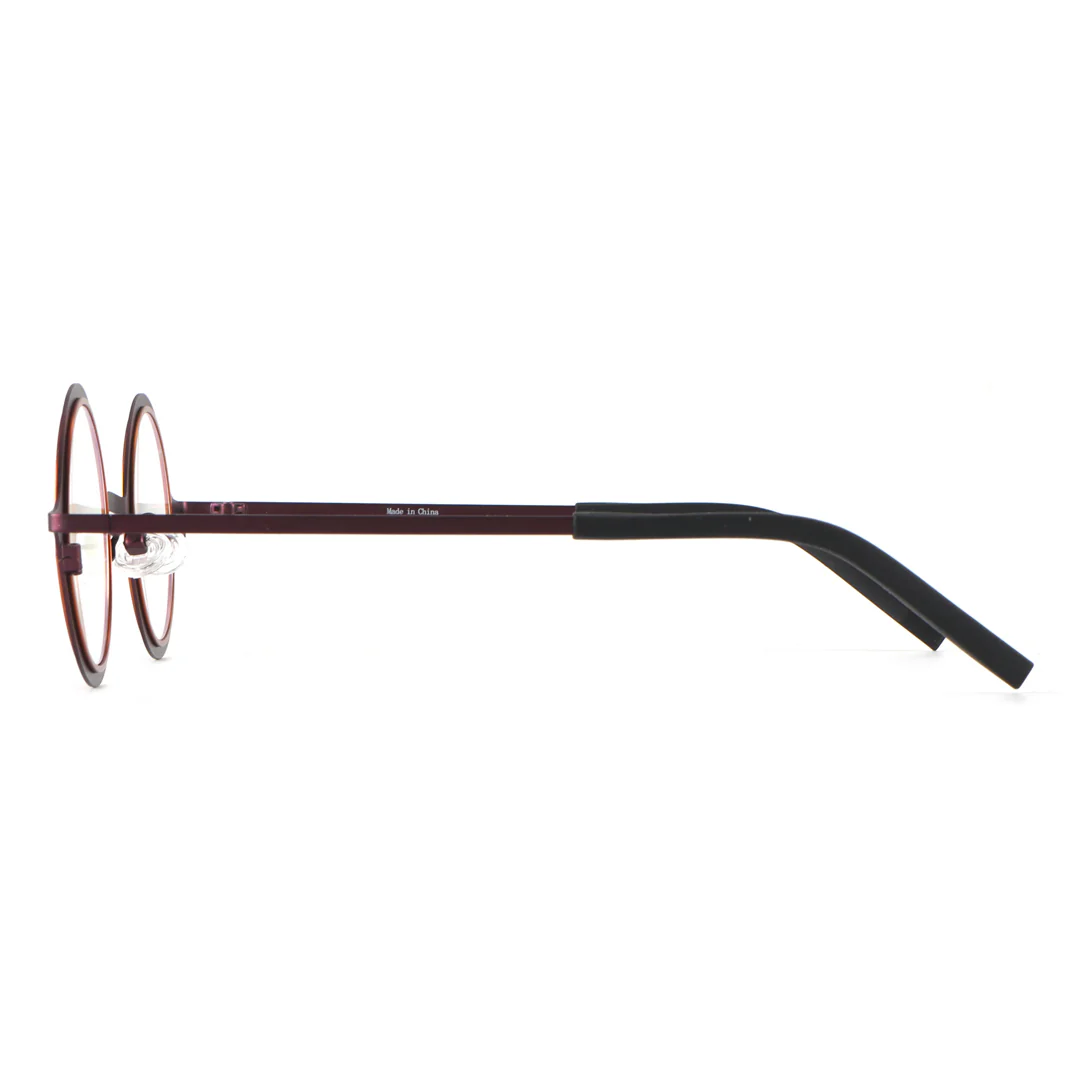 Side view of Maile round titanium eyeglasses RT0072306 in brown