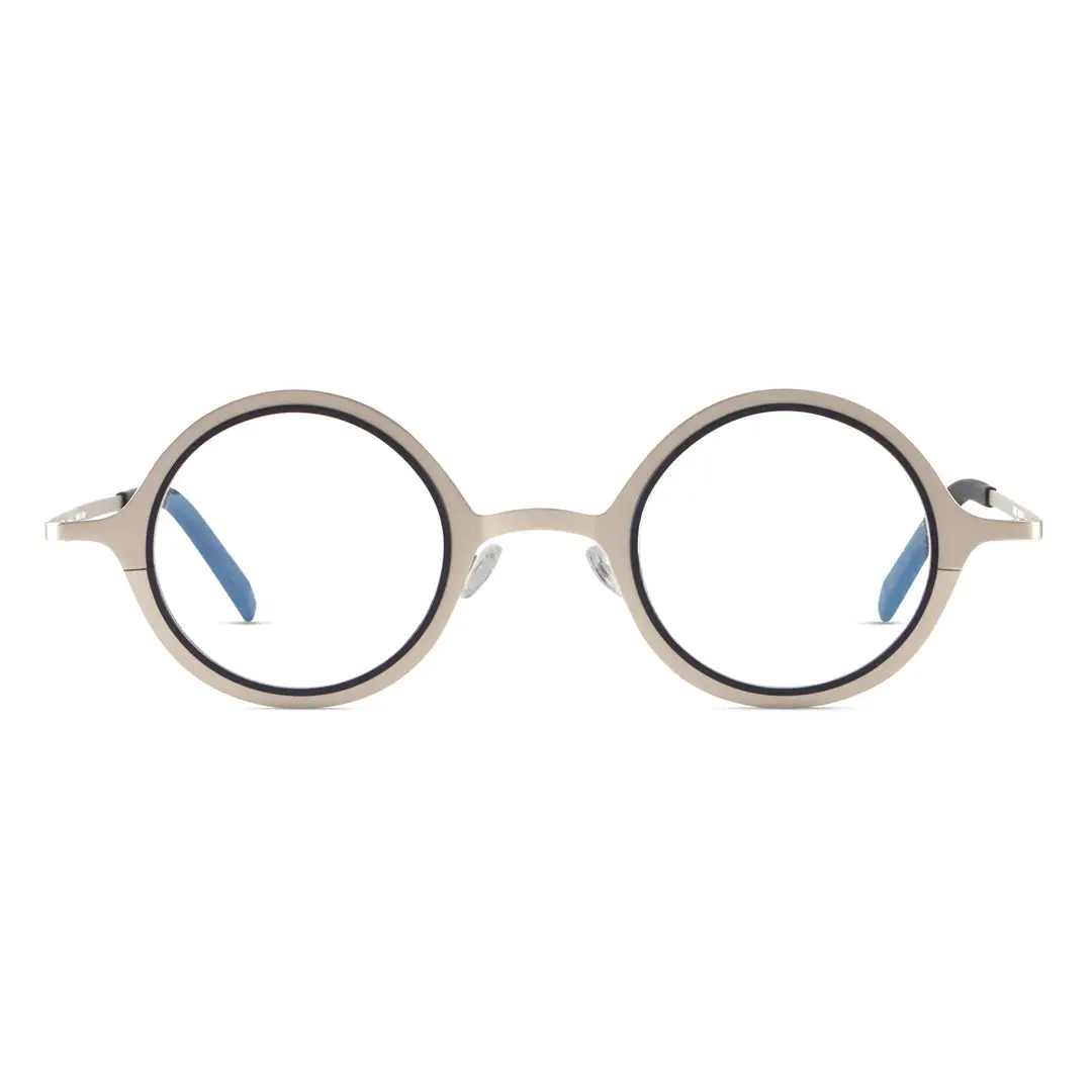 Front view of Maile round titanium eyeglasses RT0072306 in grey