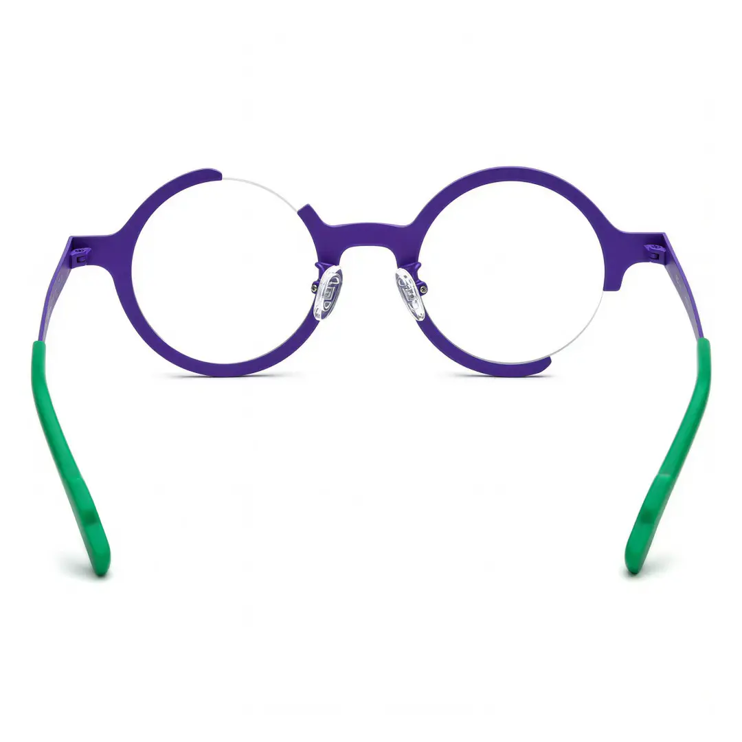 Back view of Yolo colorful round titanium eyeglasses RT0072407 in multicolor