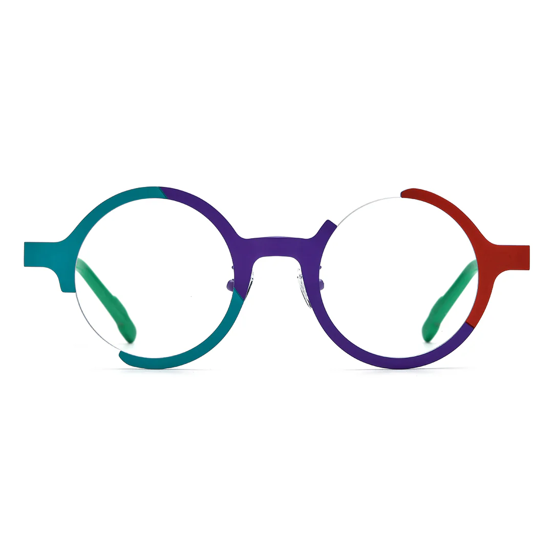 Front view of Yolo colorful round titanium eyeglasses RT0072407 in multicolor