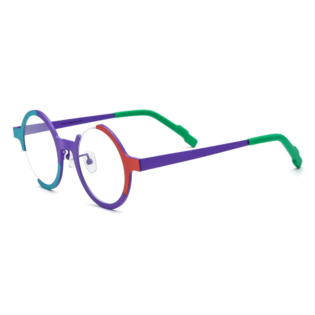 Angle view of Yolo round titanium eyeglasses RT0072407 in multicolor