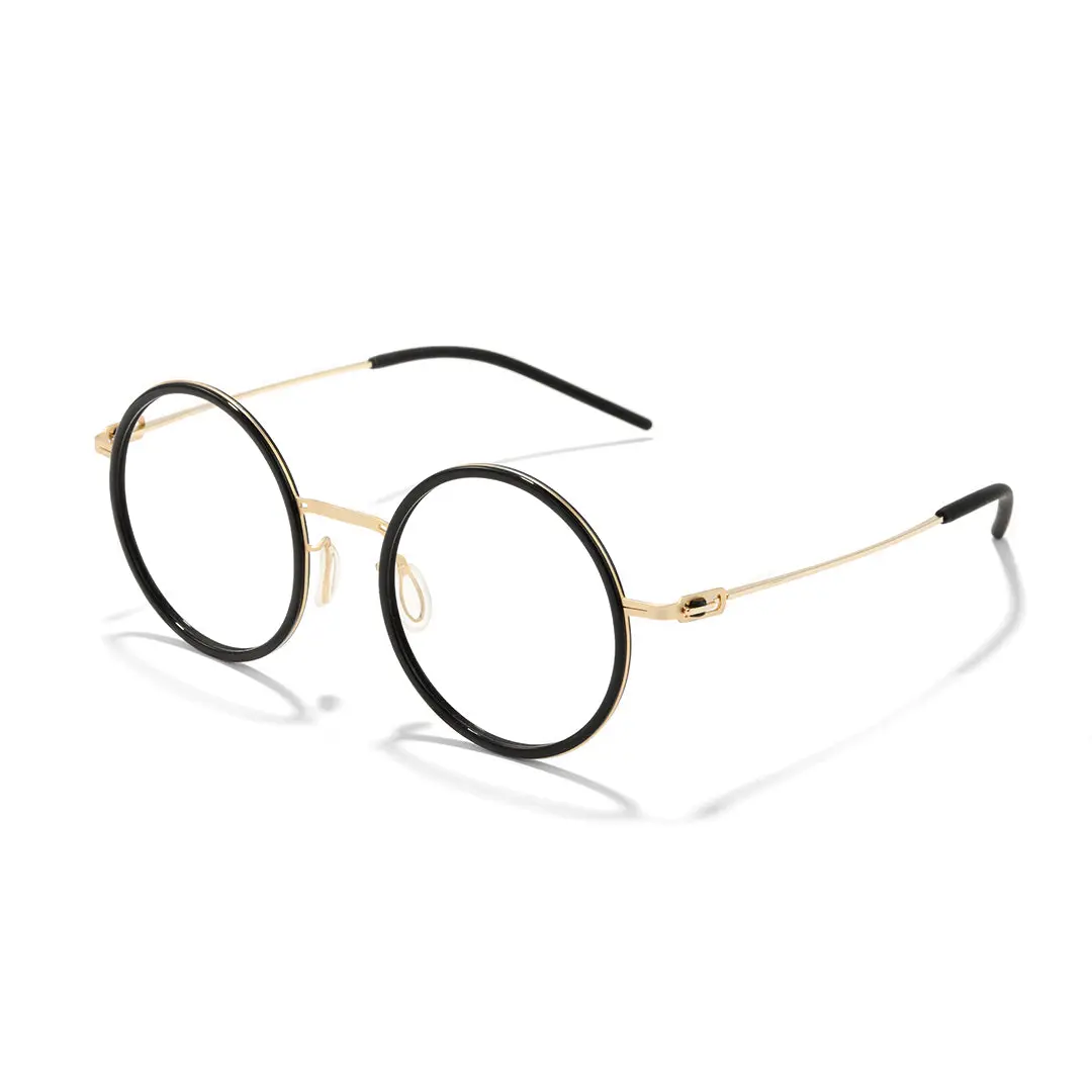 Angle view of Vacation round titanium eyeglasses RT0082501 in black