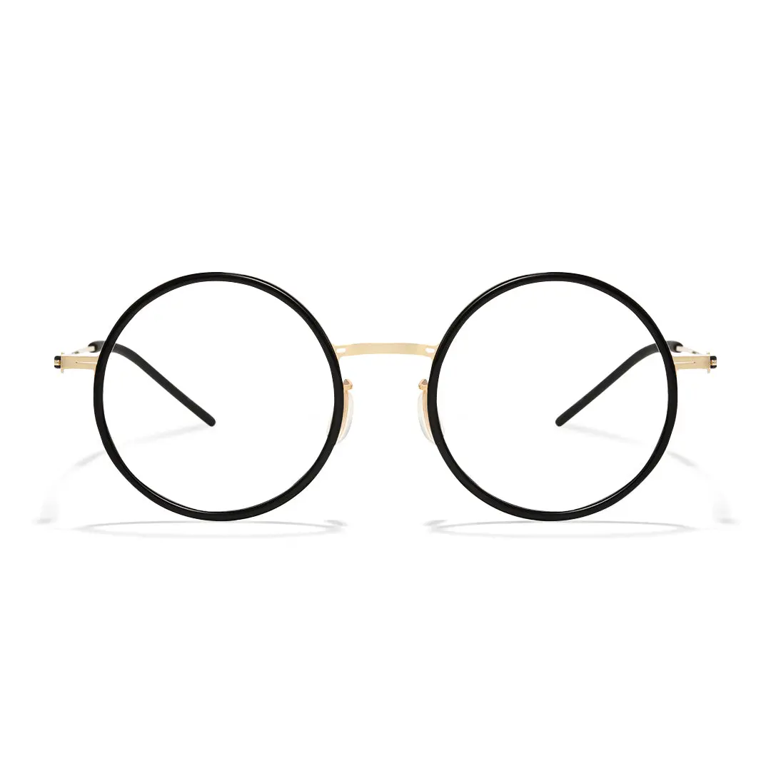 Front view of Vacation vintage round titanium eyeglasses RT0082501 in black