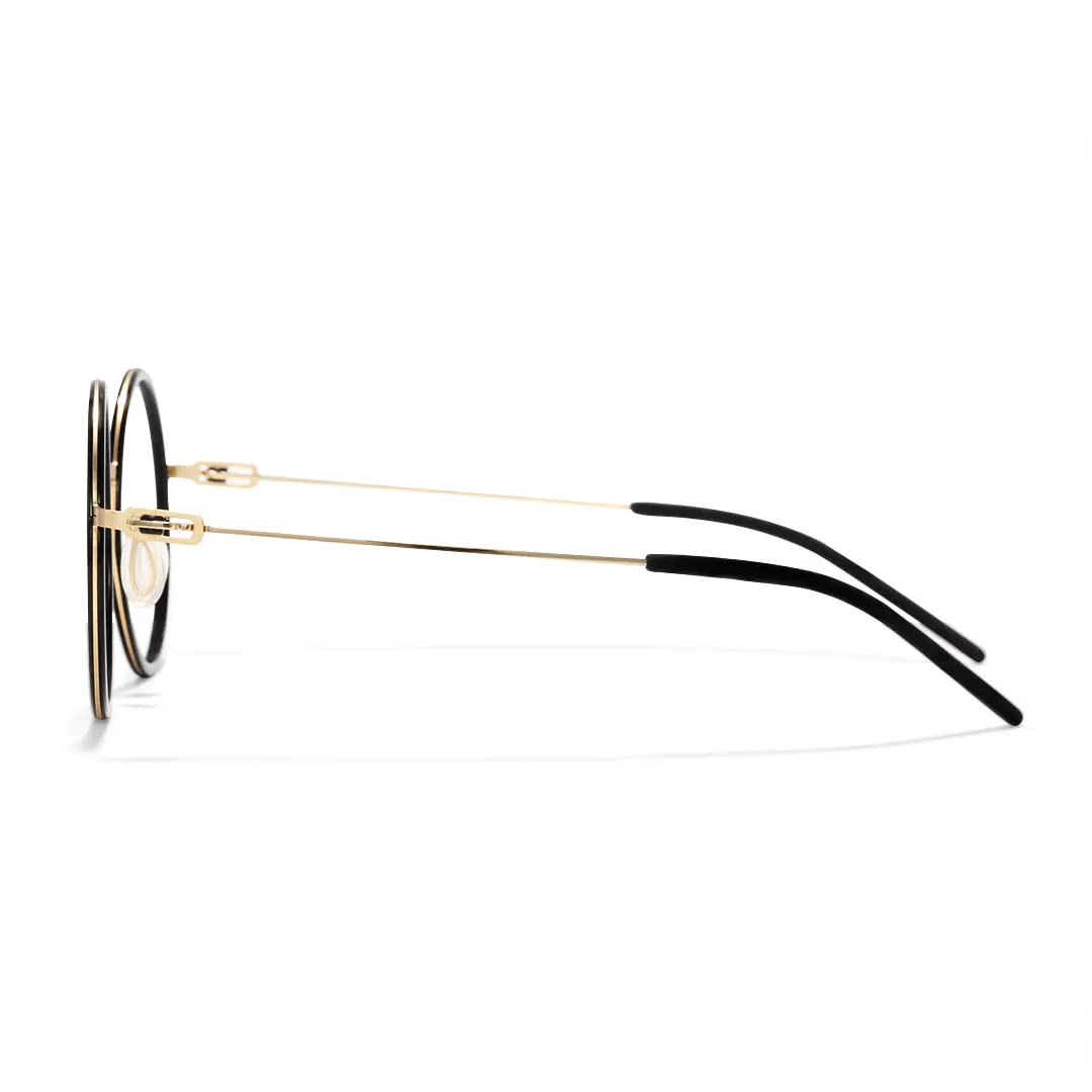 Side view of Vacation vintage round titanium eyeglasses RT0082501 in black
