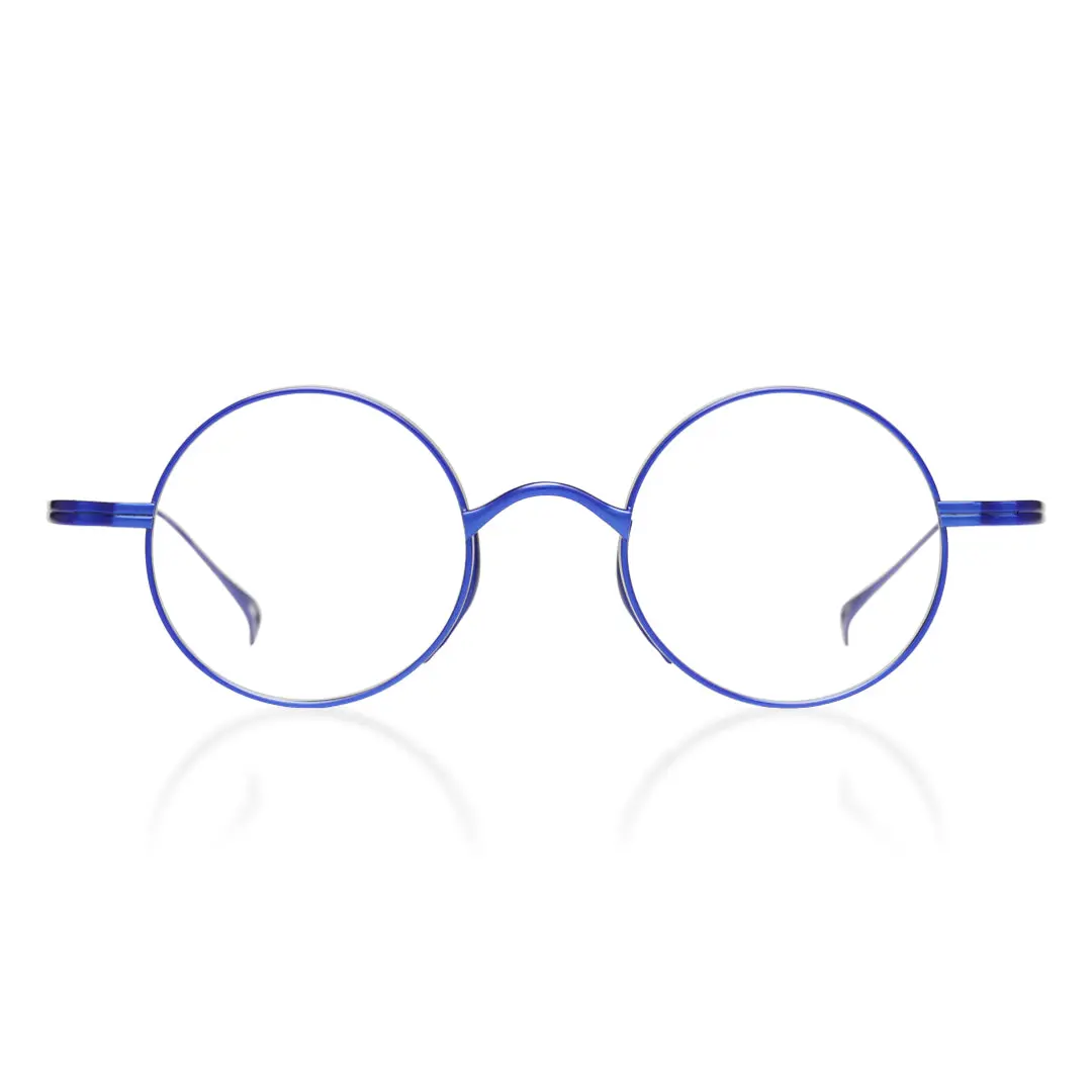 Front view of Bify john lennon round titanium eyeglasses RT0172303 in blue