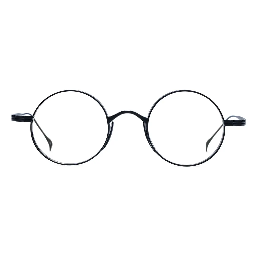 Front view of Bify john lennon round titanium eyeglasses RT0172303 in black