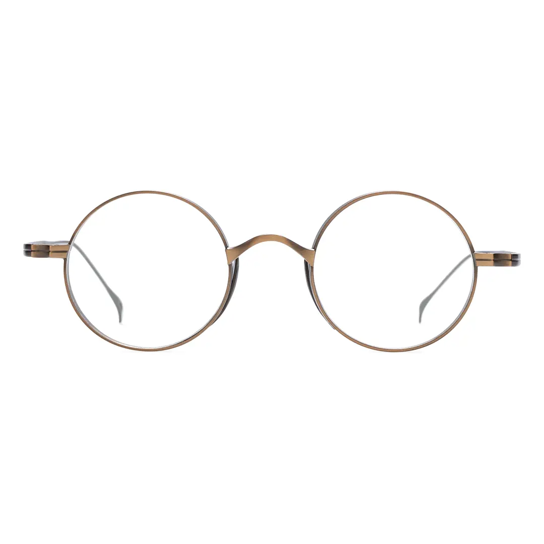 Front view of Bify john lennon round titanium eyeglasses RT0172303 in brown
