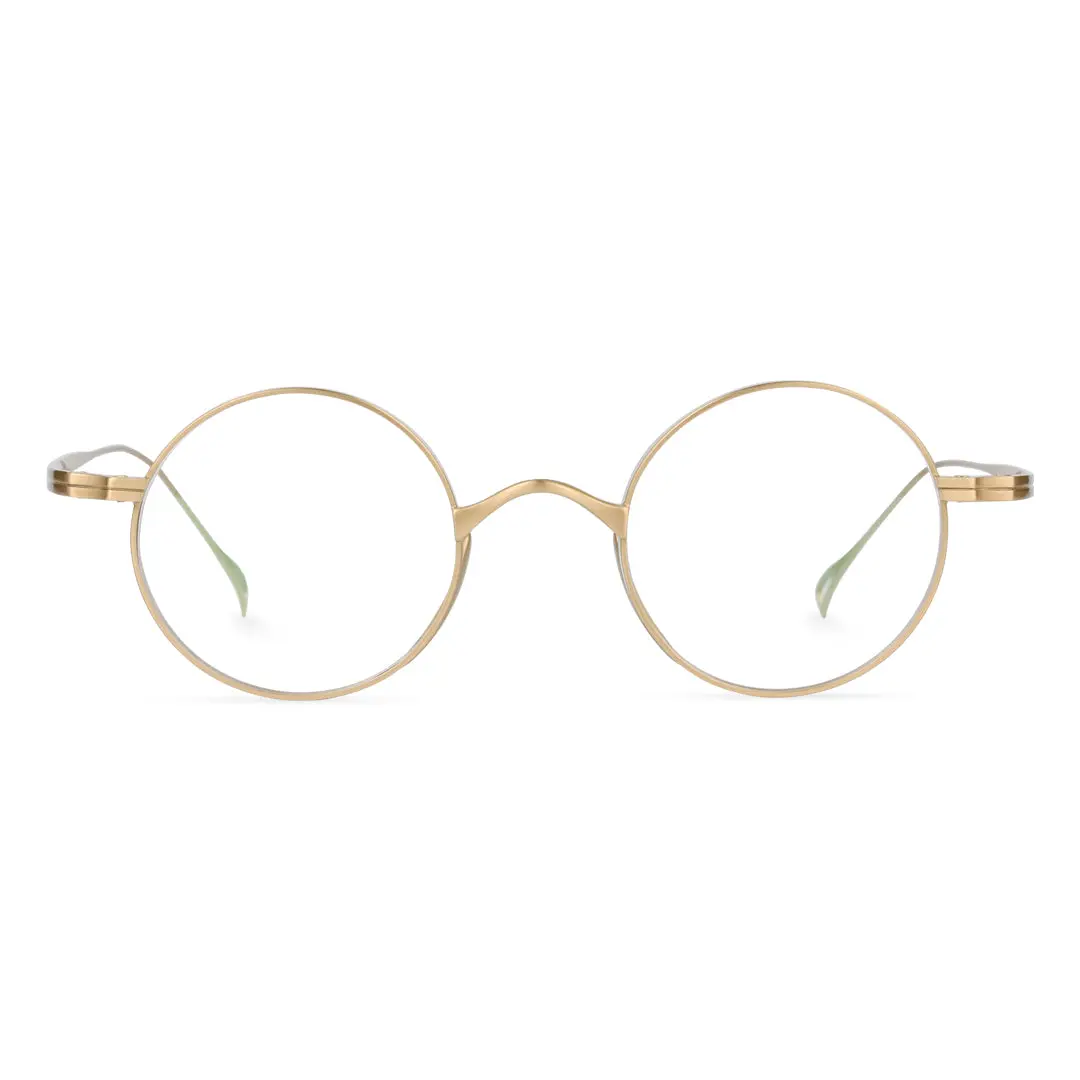 Front view of Bify john lennon round titanium eyeglasses RT0172303 in gold