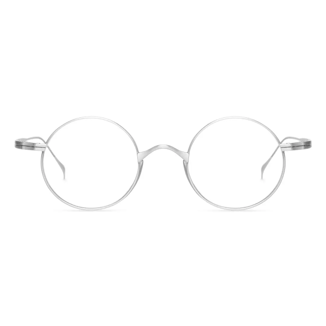 Front view of Bify john lennon round titanium eyeglasses RT0172303 in silver