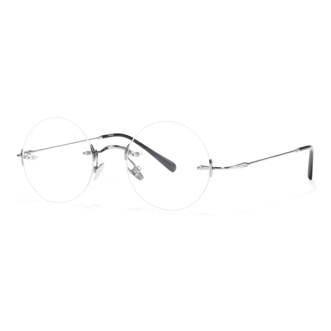Angle view of Jyn john lennon round titanium eyeglasses RT0262604 in silver