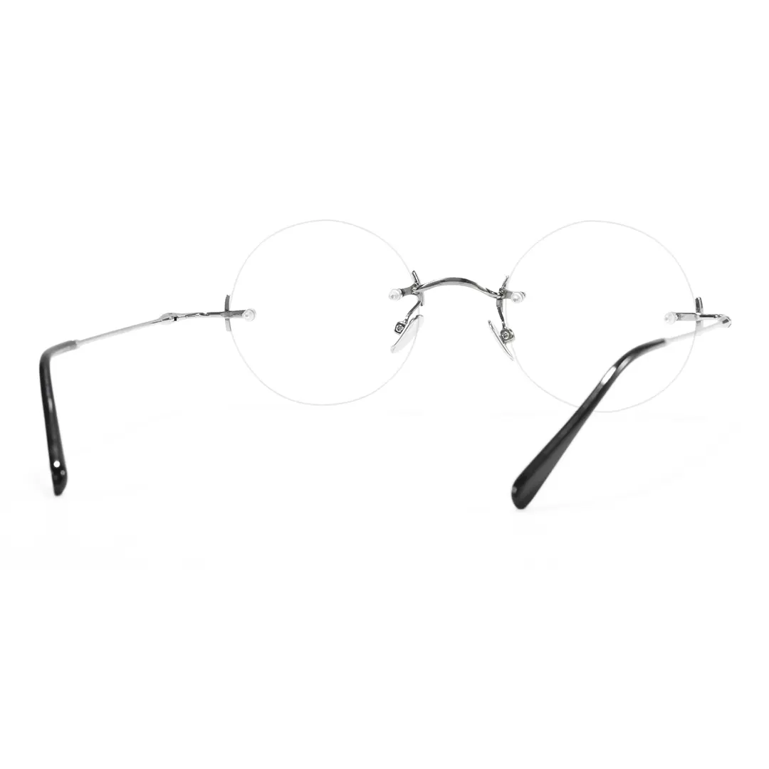 Back view of Jyn john lennon round titanium eyeglasses RT0262604 in silver