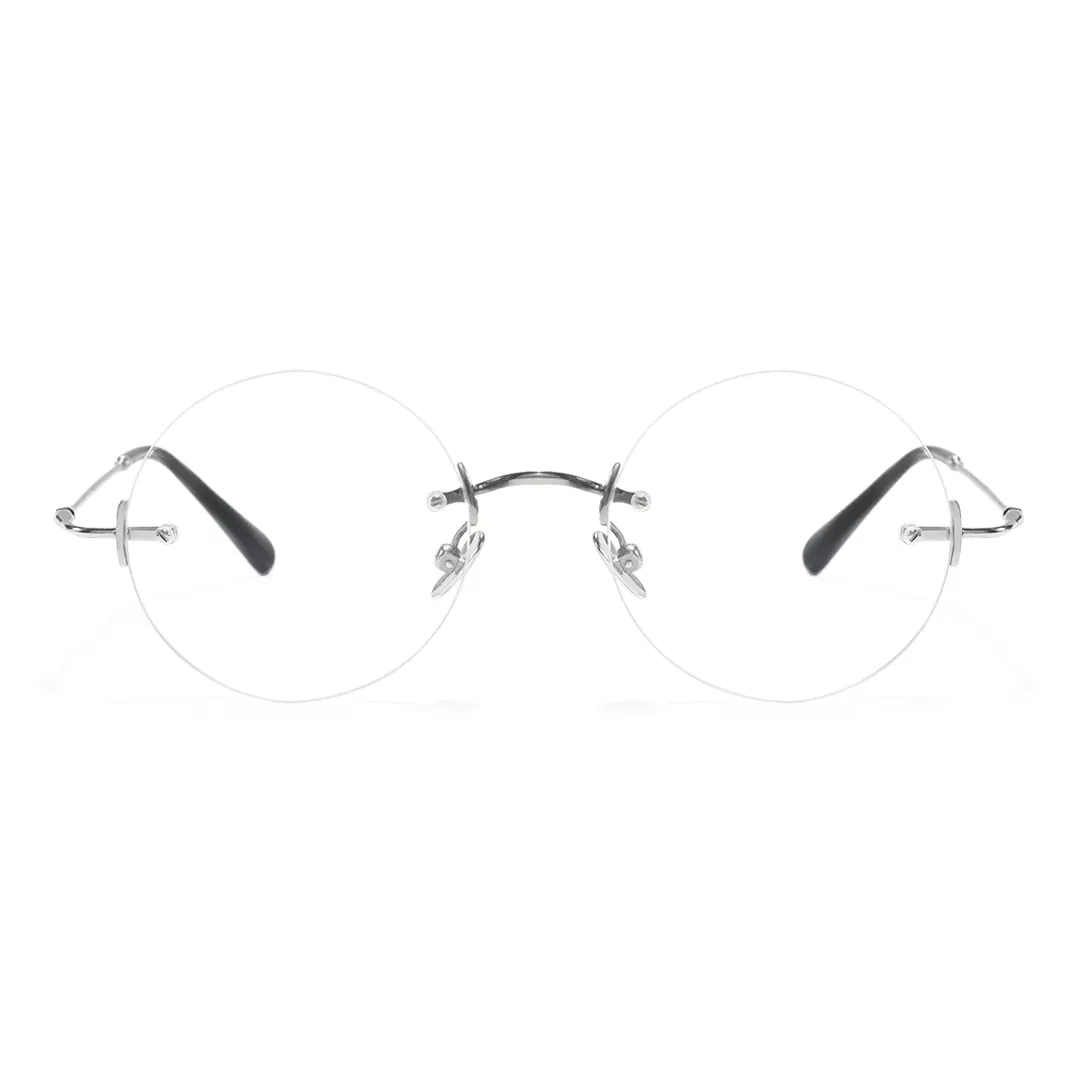 Front view of Jyn john lennon round titanium eyeglasses RT0262604 in silver