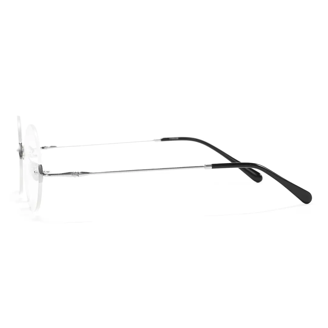 Side view of Jyn john lennon round titanium eyeglasses RT0262604 in silver