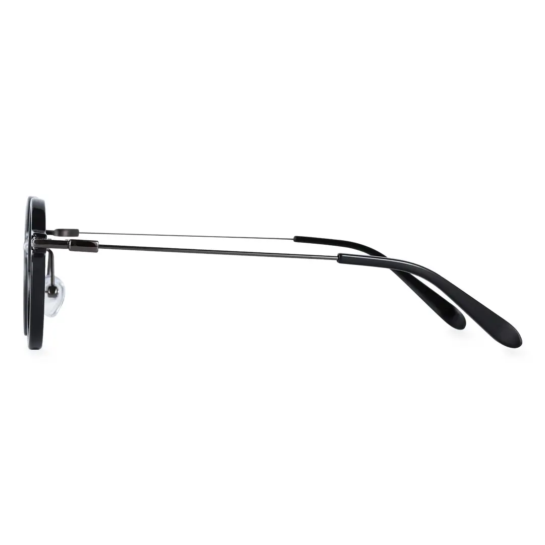 Side view of Ivy steampunk round titanium eyeglasses RT0302405 in black