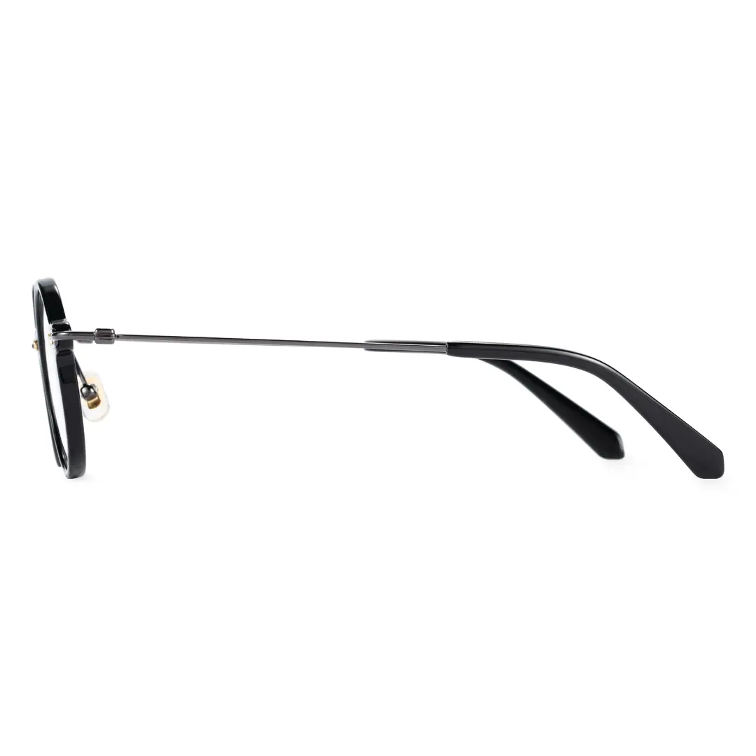 Side view of Vicky steampunk round titanium eyeglasses RT0302406 in black