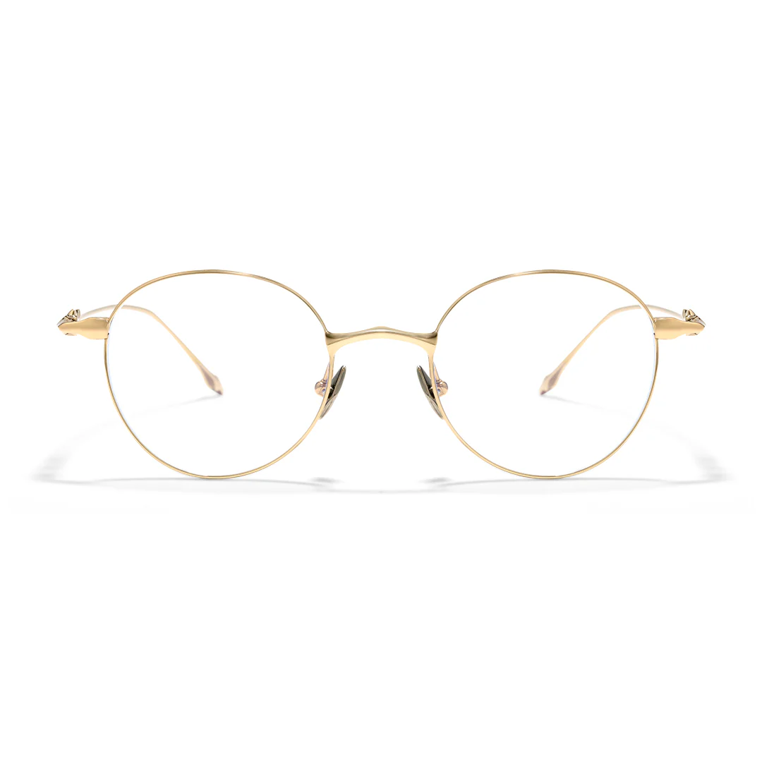 Front view of Hus round titanium eyeglasses RT0312501 in gold