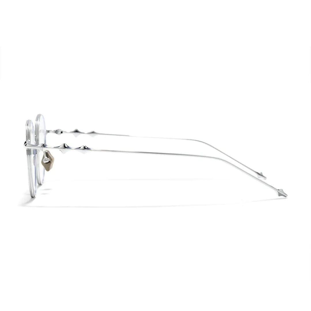 Side view of Hus round titanium eyeglasses RT0312501 in silver