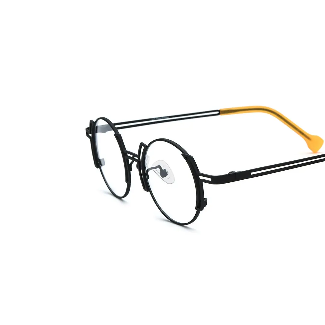 Angle view of Onyx steampunk round titanium eyeglasses RT0522509 in black