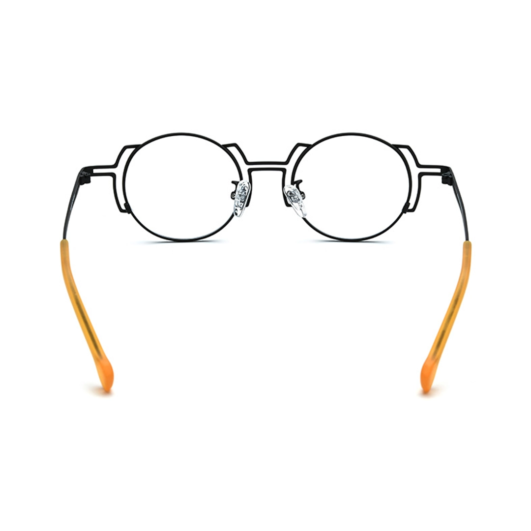 Back view of Onyx steampunk round titanium eyeglasses RT0522509 in black