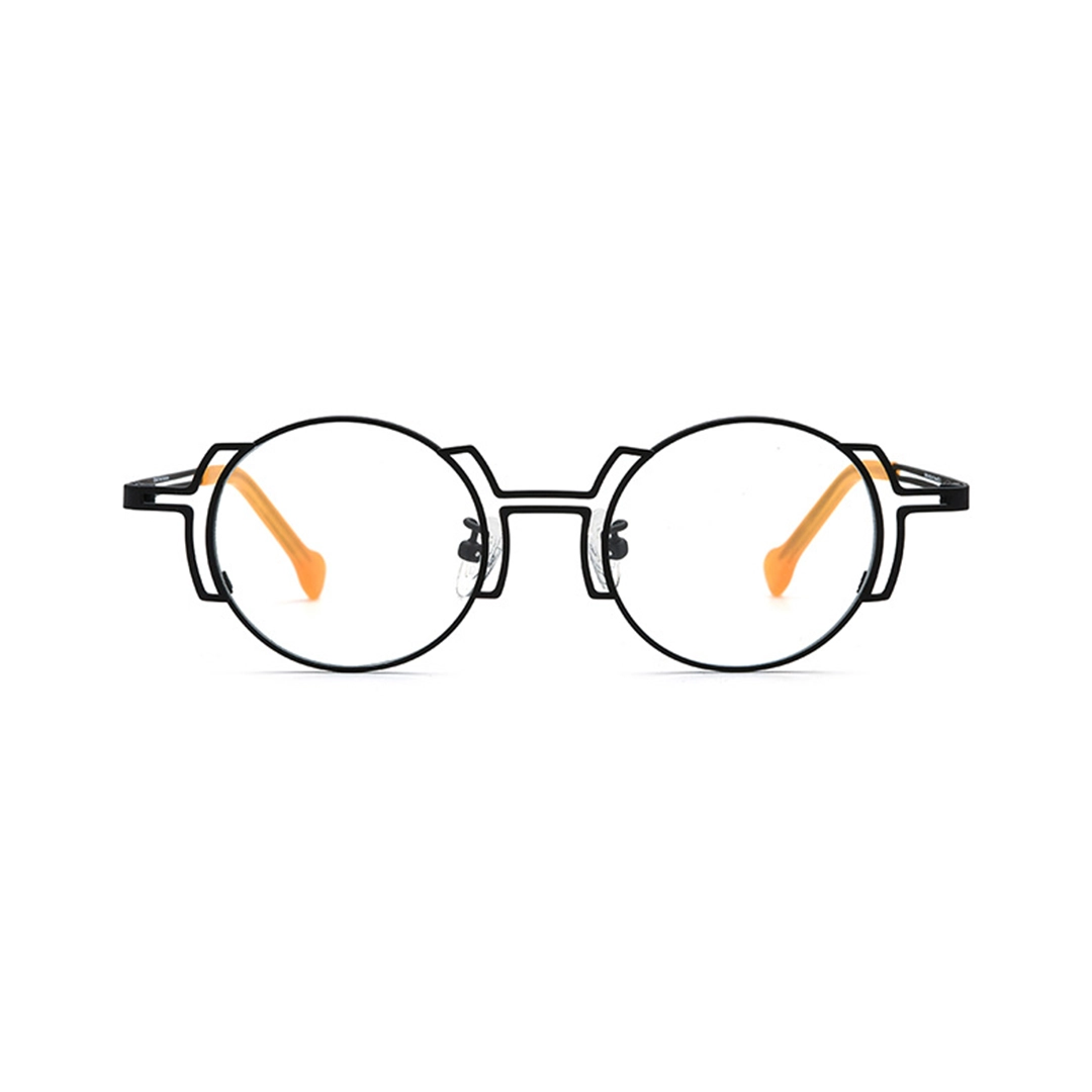 Front view of Onyx steampunk round titanium eyeglasses RT0522509 in black