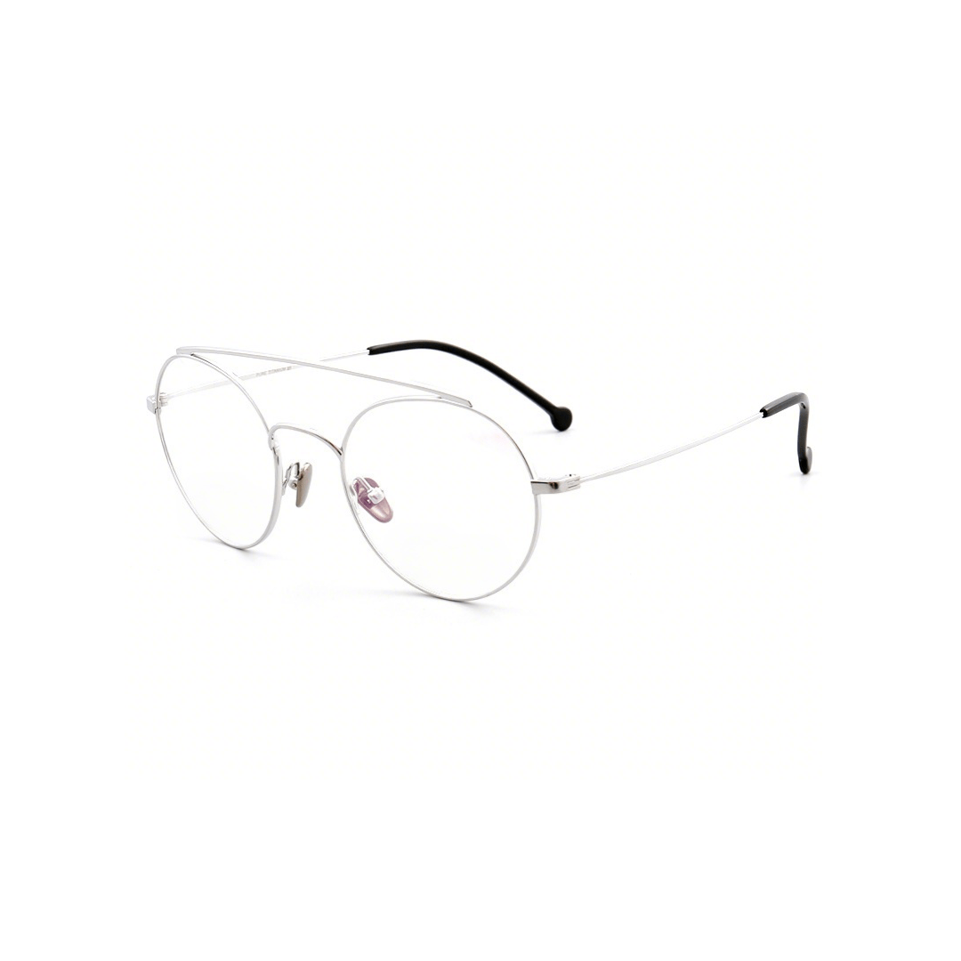 Angle view of Reese vintage round titanium eyeglasses RT0912508 in silver
