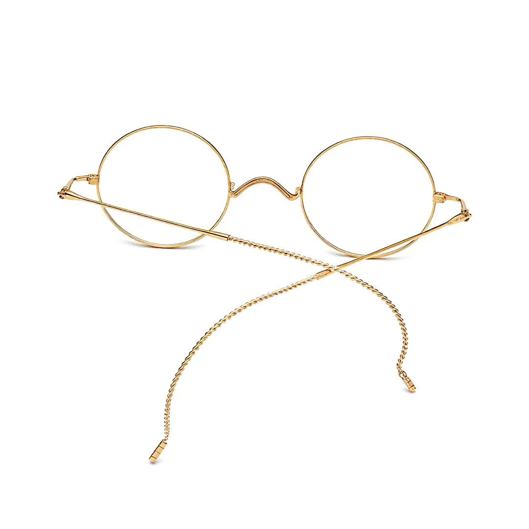 Back folded view of Lars vintage round titanium eyeglasses RT0942508 in gold
