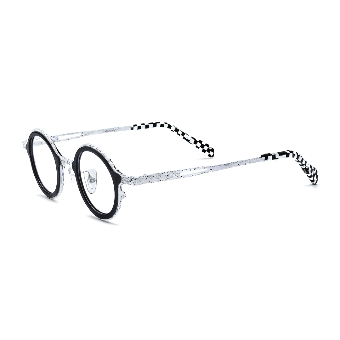 Angle view of Emery round titanium eyeglasses RT0962508 in black