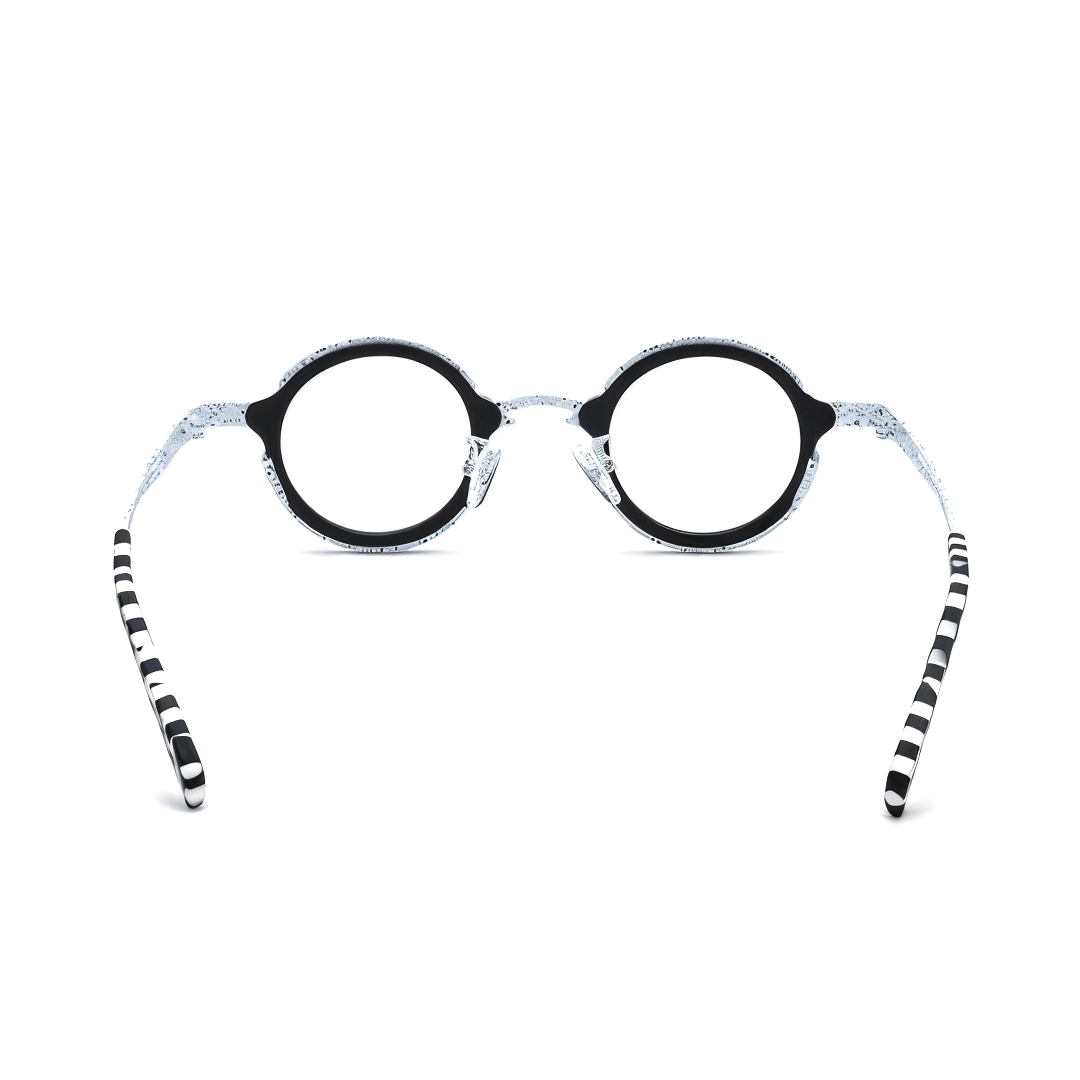 Back view of Emery round titanium eyeglasses RT0962508 in black