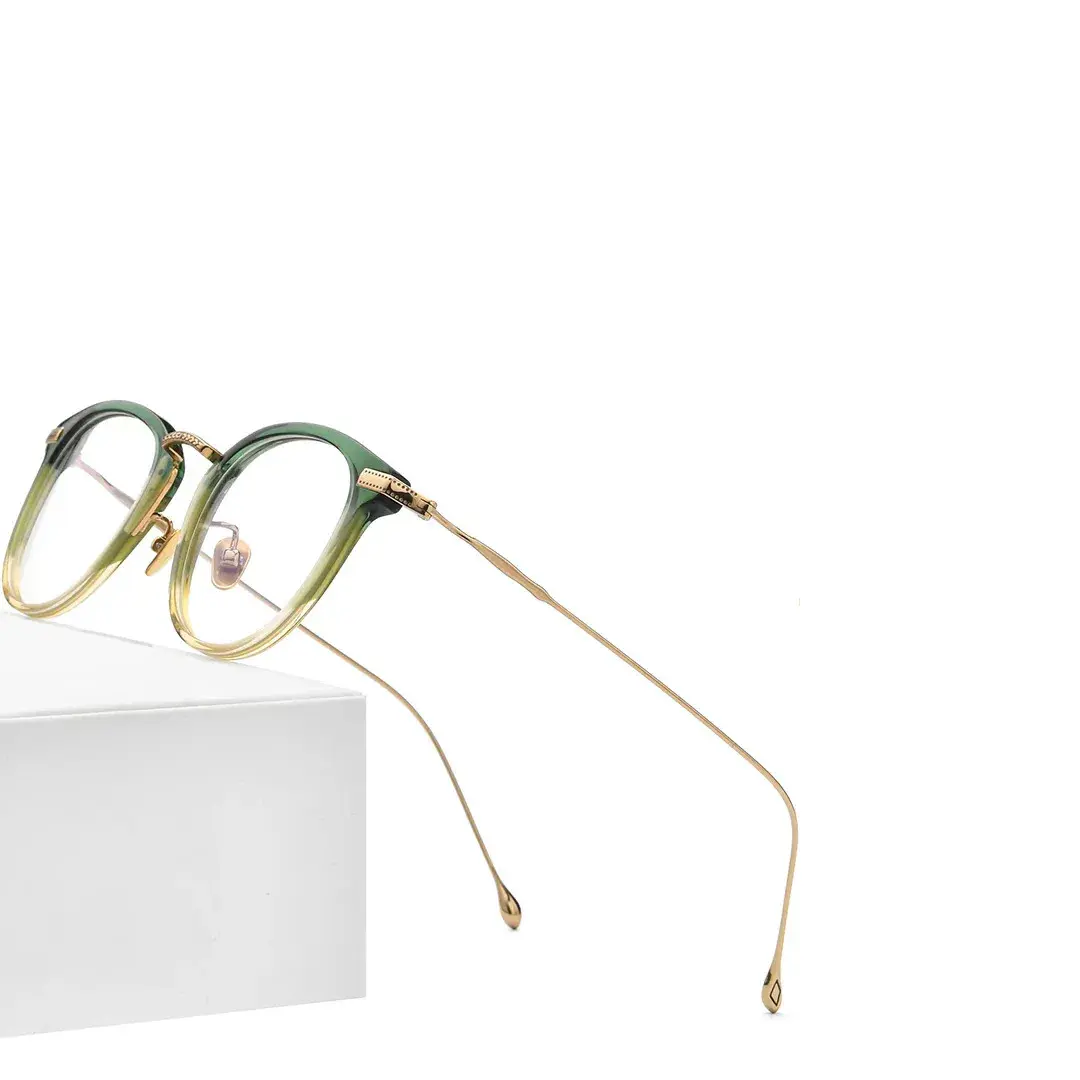Set view of Wilcox round titanium eyeglasses RX0062207 in green