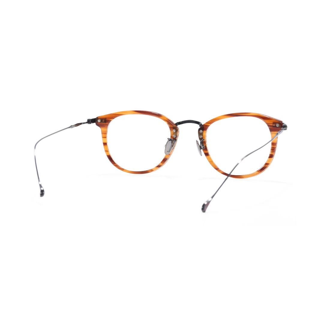 Back view of Wilcox vintage round titanium eyeglasses RX0062207 in tortoise