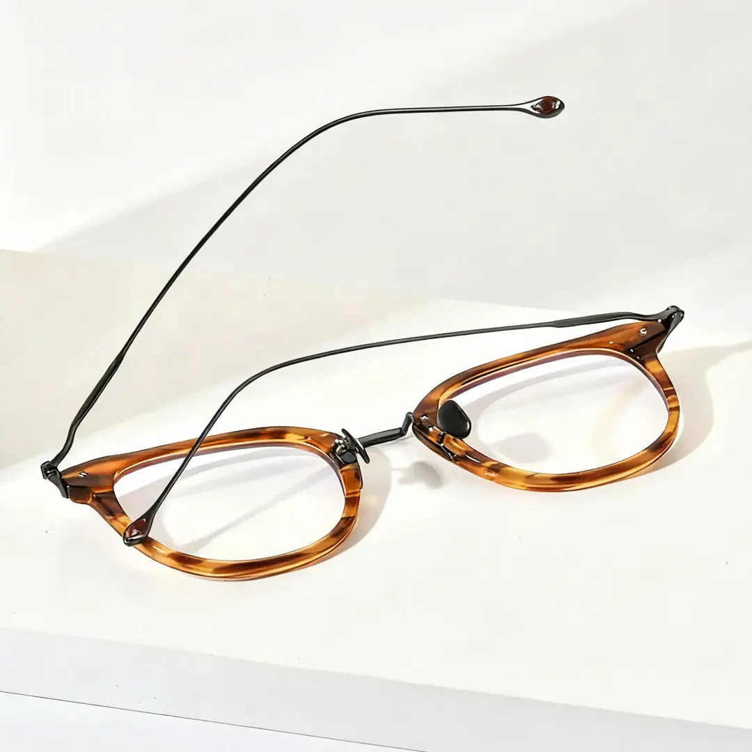 Set view of Wilcox vintage round titanium eyeglasses RX0062207 in tortoise