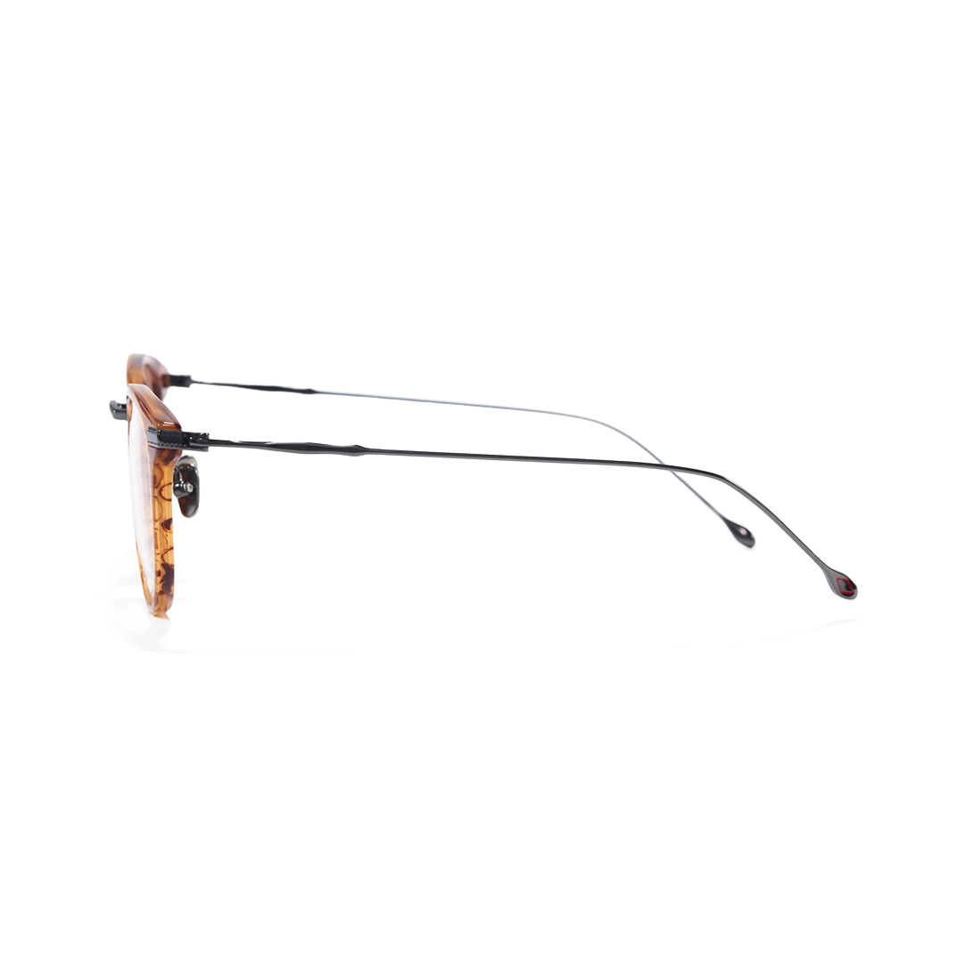 Side view of Wilcox vintage round titanium eyeglasses RX0062207 in tortoise