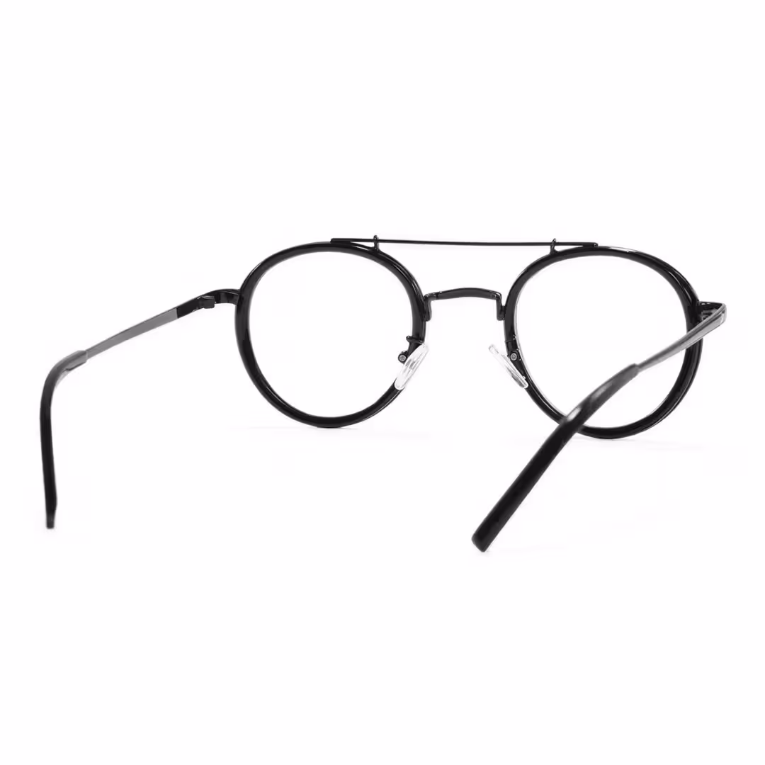 Back view of Aerin steampunk round tr90 eyeglasses in black. SPU: RX0202509