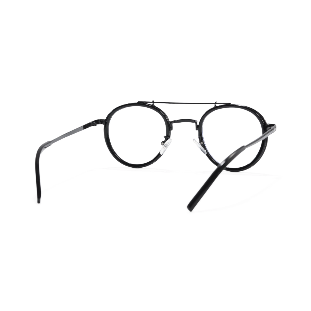 Back view of Aerin steampunk round tr90 eyeglasses RX0202509 in black