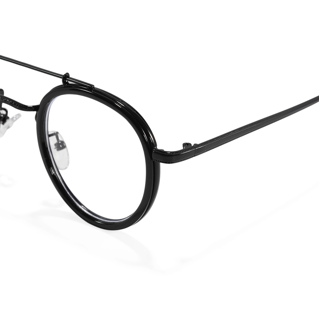 End piece detail of Aerin steampunk round tr90 eyeglasses RX0202509 in black