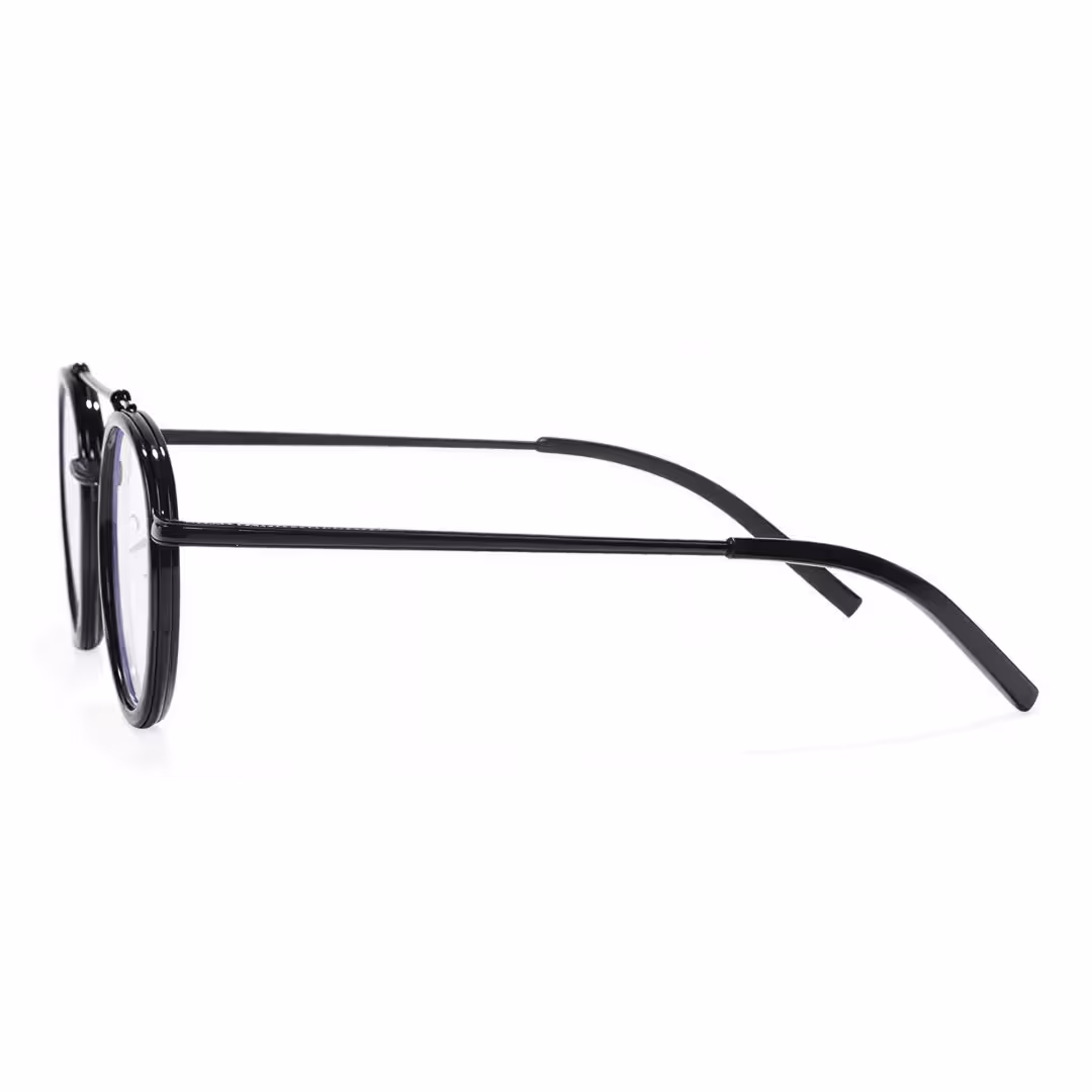 Side view of Aerin steampunk round tr90 eyeglasses in black. SPU: RX0202509