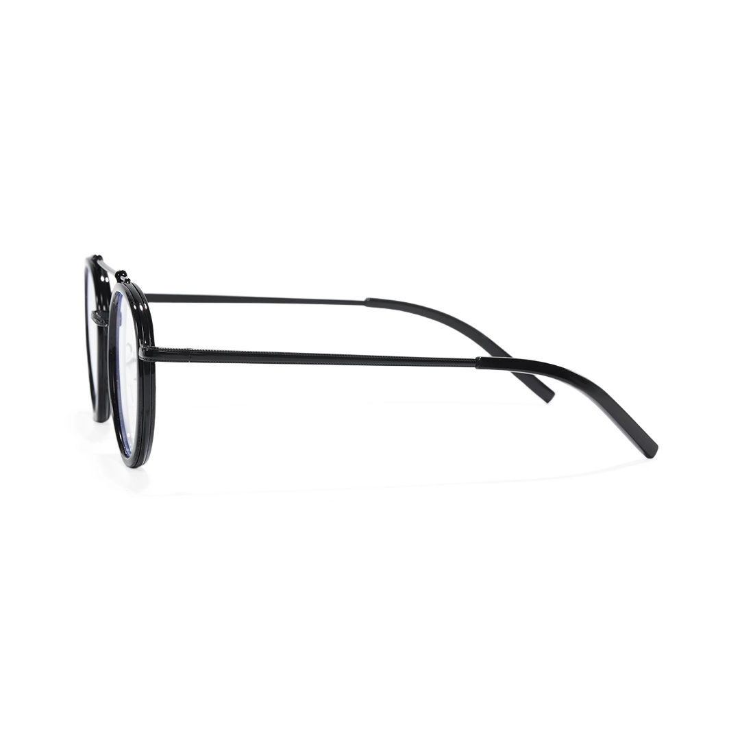 Side view of Aerin steampunk round tr90 eyeglasses RX0202509 in black