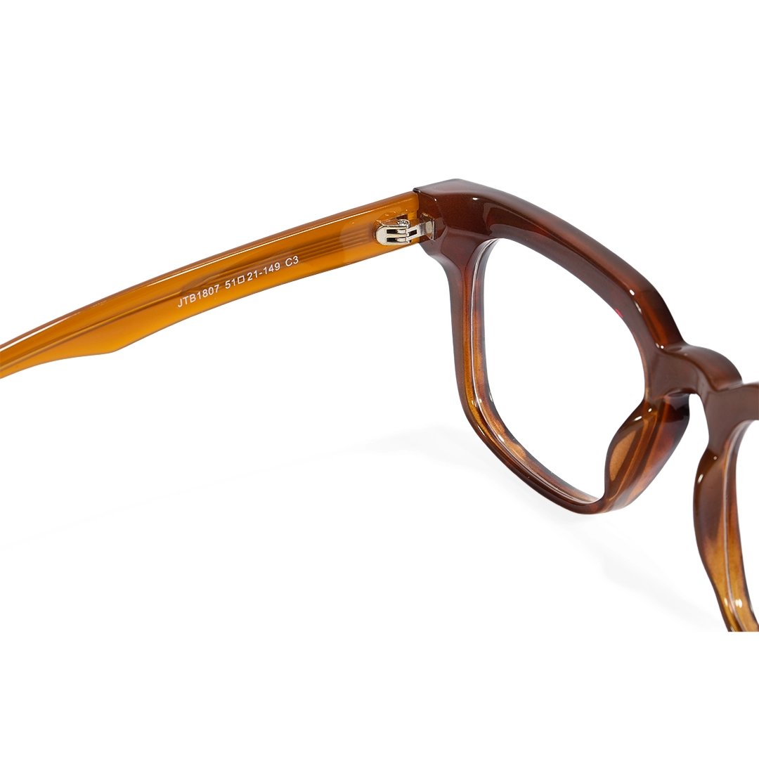 Hinge detail of Toby square acetate eyeglasses SA00152508 in tortoise-1