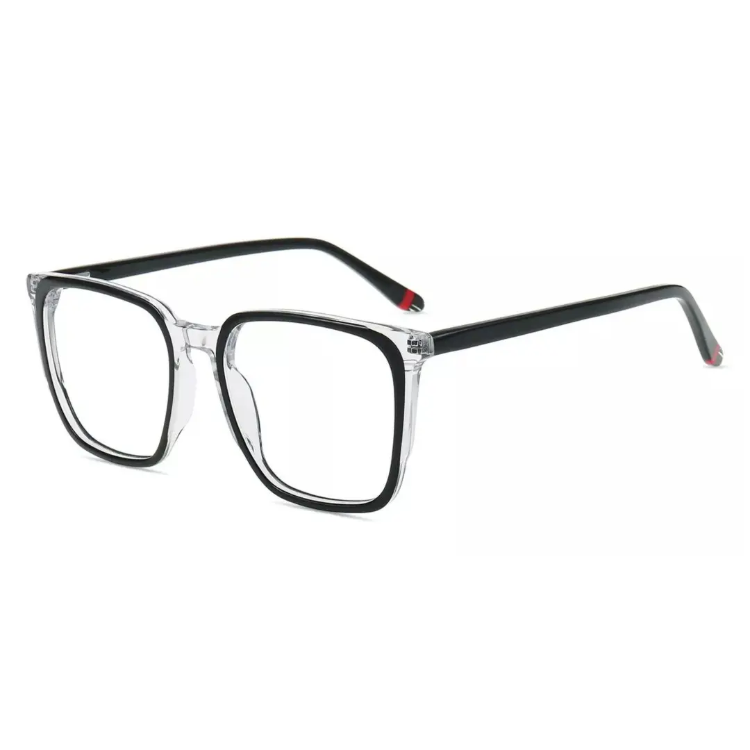 Angle view of Mike square acetate eyeglasses SA0082305 in blackclear