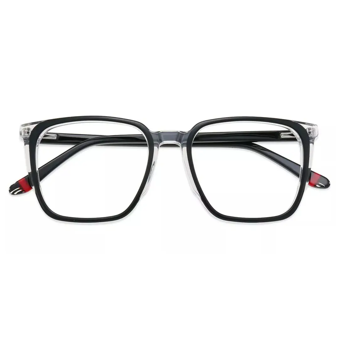 Front folded view of Mike square acetate eyeglasses SA0082305 in blackclear