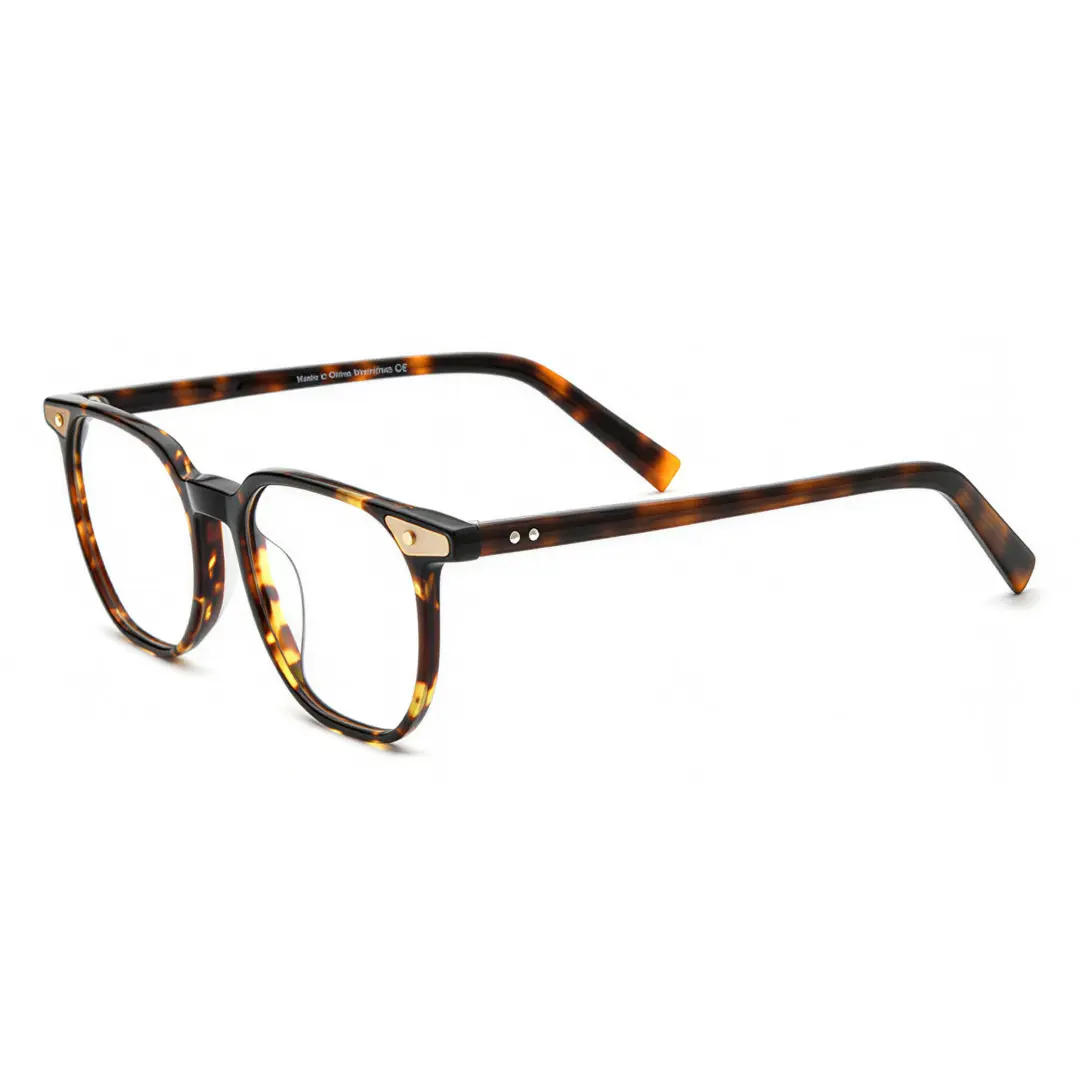 Angle view of Anthea vintage square acetate eyeglasses SA0092311 in tortoise