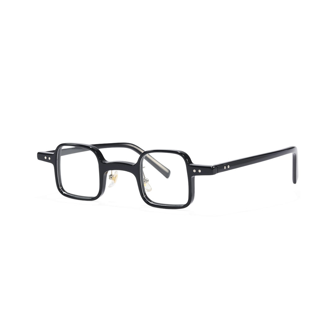 Angle view of Porta vintage square acetate eyeglasses SA0102302 in black