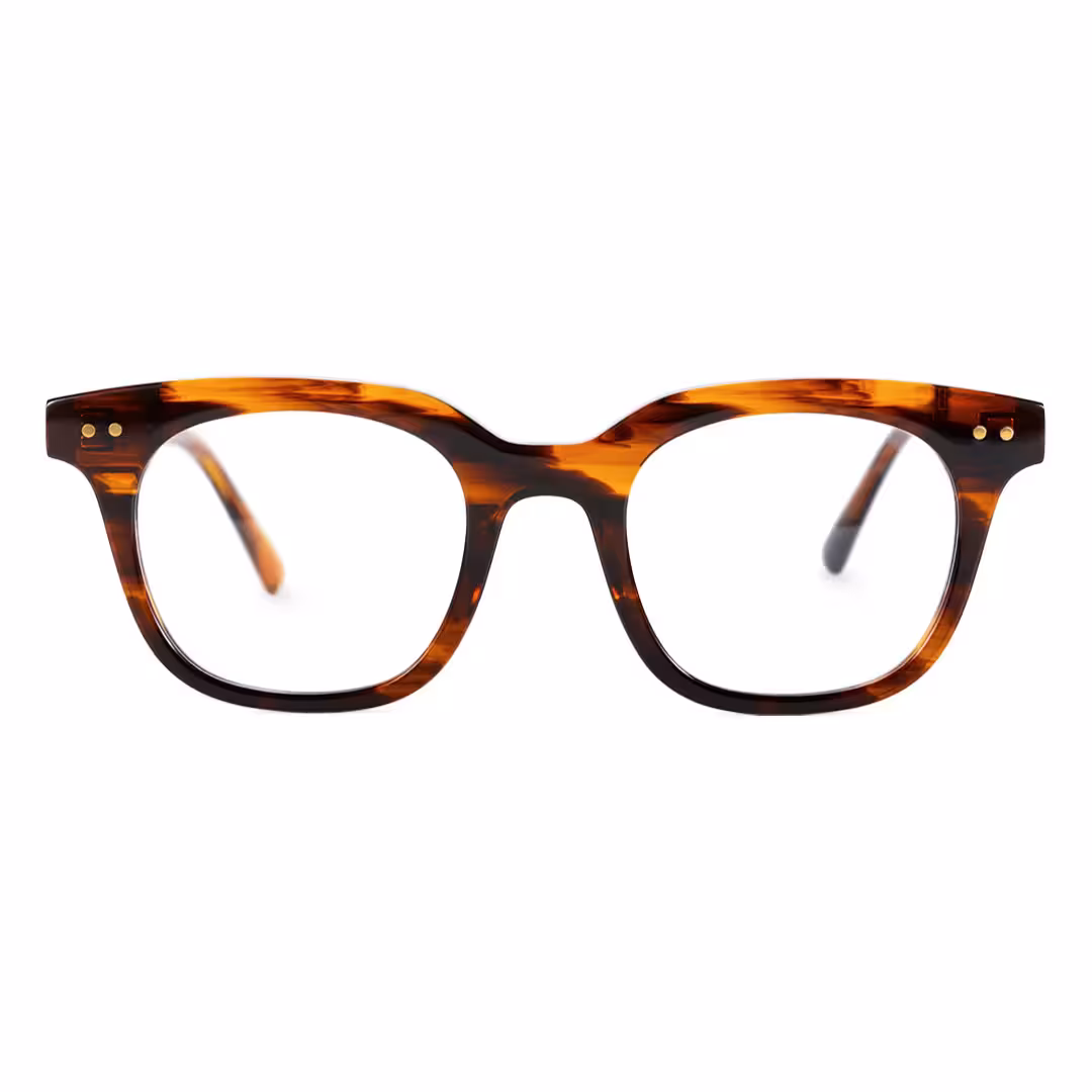 Front view of Nicolas square acetate eyeglasses in brown tortoise. SPU: SA0102401
