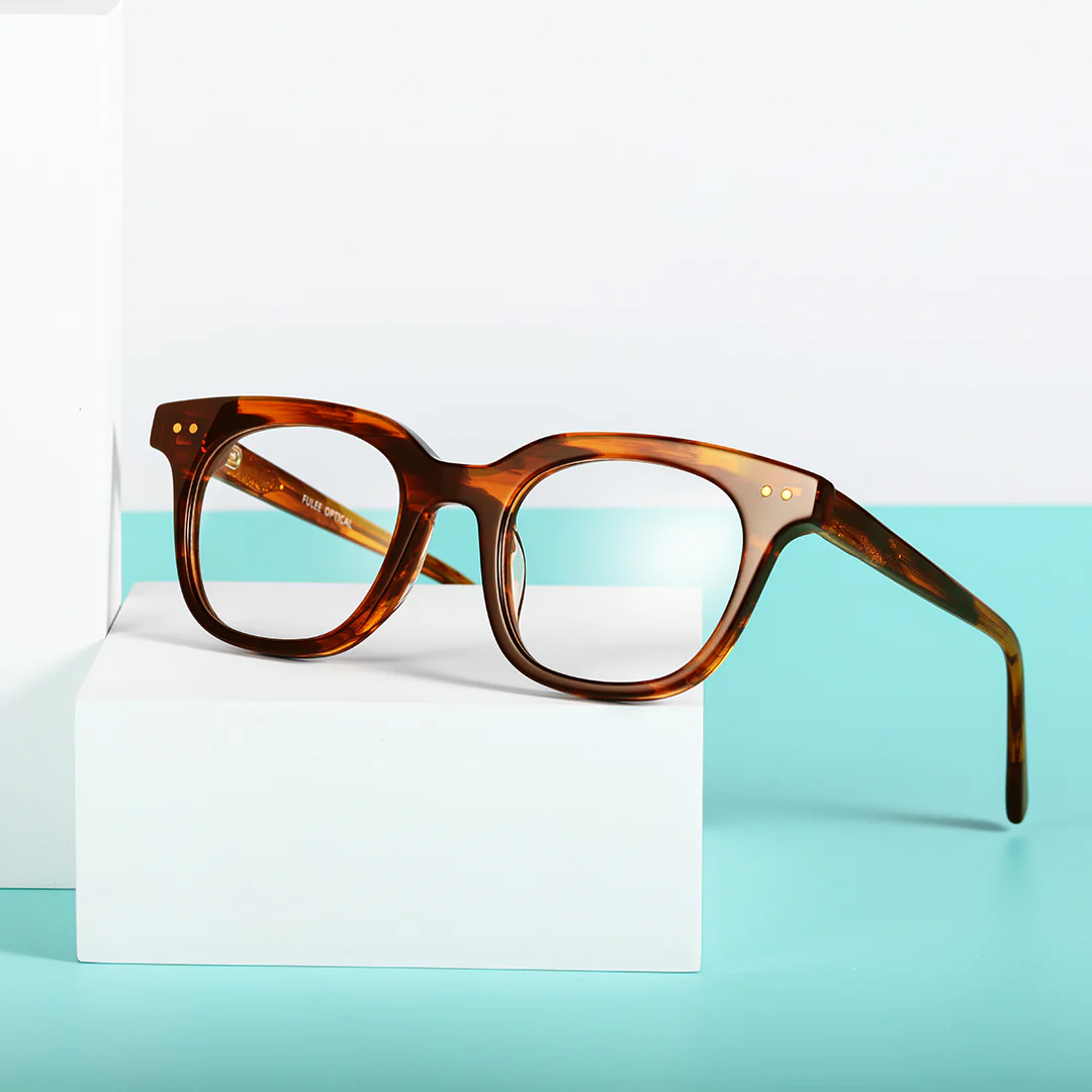 Scene view of Nicolas square acetate eyeglasses SA0102401 in brown tortoise