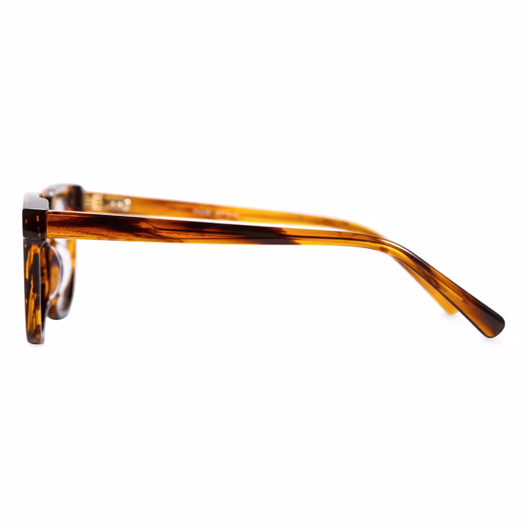 Side view of Nicolas square acetate eyeglasses in brown tortoise. SPU: SA0102401