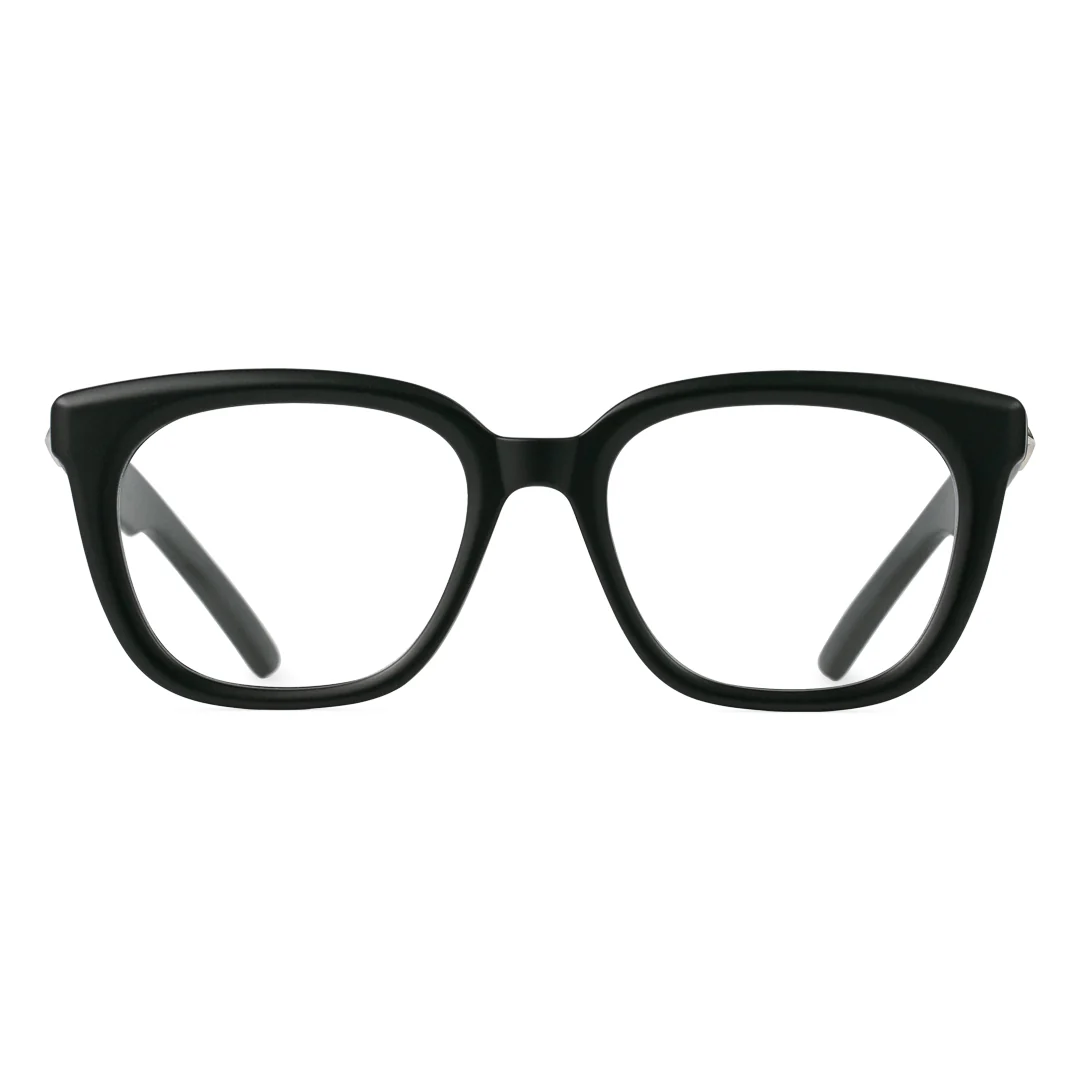 Front view of Wow square acetate eyeglasses SA0122401 in black