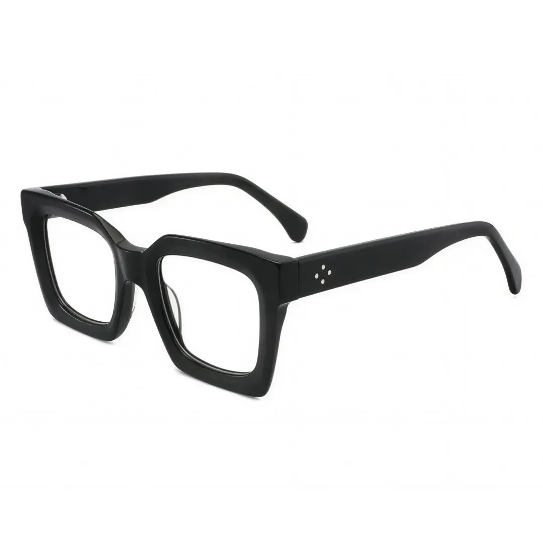 Angle view of Jessy square acetate eyeglasses SA0142406 in black