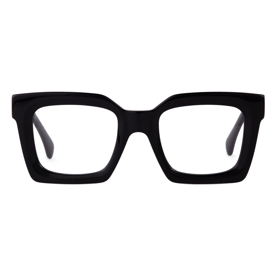 Front view of Jessy square acetate eyeglasses SA0142406 in black